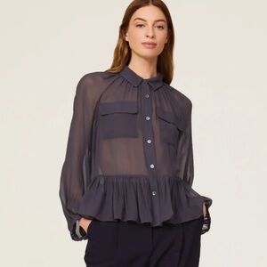 Joie Sheer Charcoal Blouse